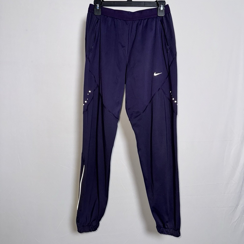 Nike Shield Women's Purple Track Pants S Reflective Elastic Waist Drawstring‎